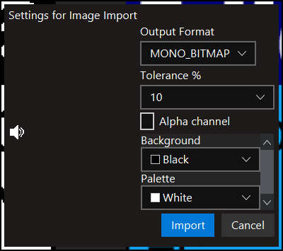 Importing an image and selecting the palette